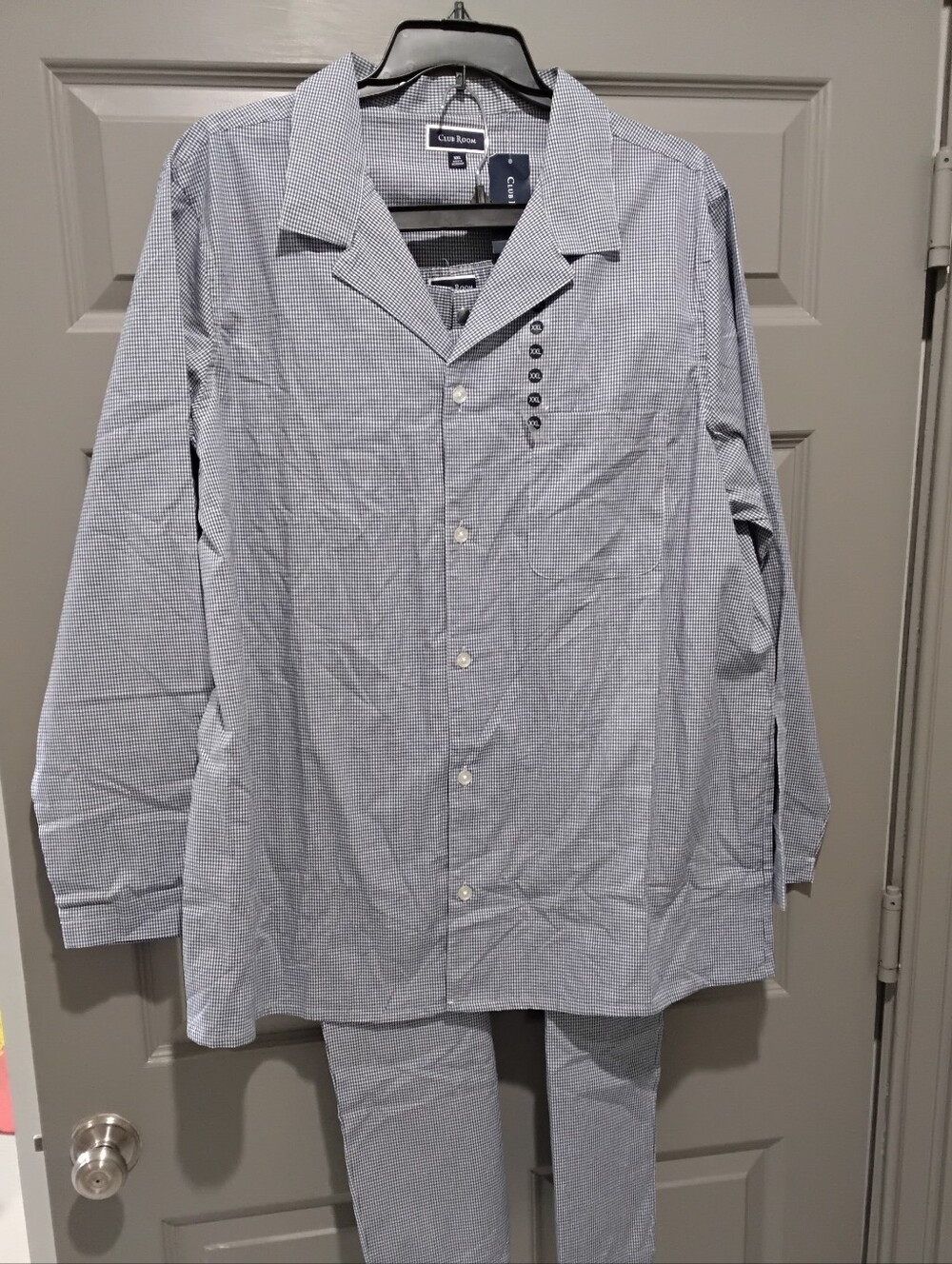 Club Room Light Blue Microcheck Pajama Set